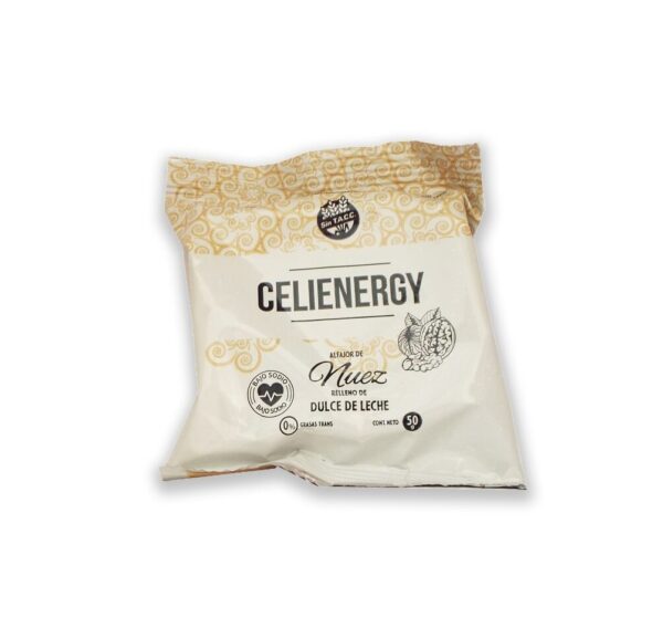 Alfajor "Celienergy" - de Chocolate Blanco a base de harina de nuez.